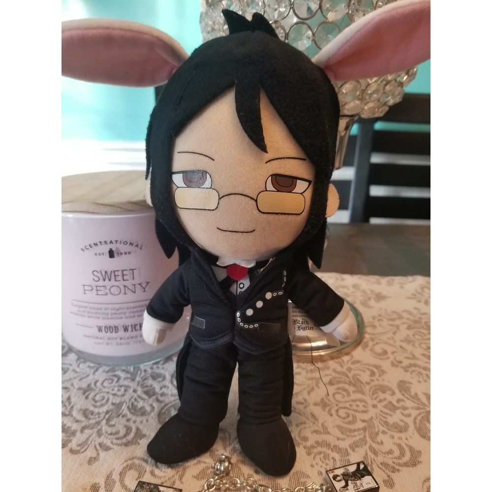 Sebastian from Black Butler W/Rabbit Ears 9.5" Plush + Black Butler Bracelet